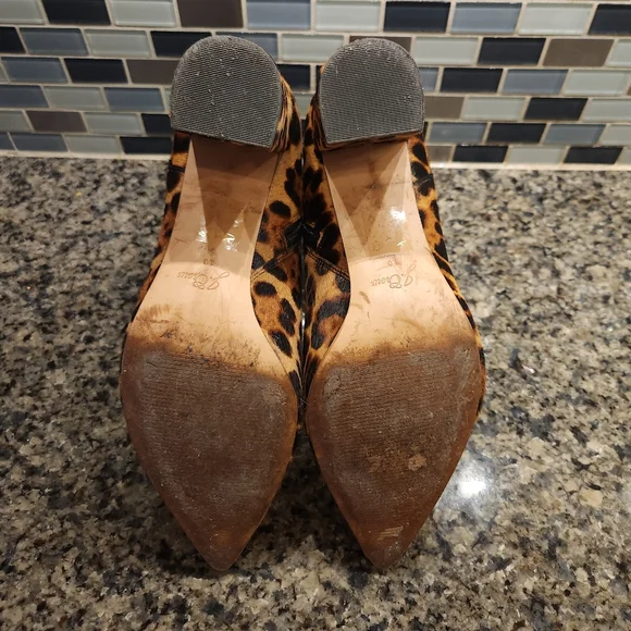 J Crew Calf Hair Fur Leopard Print Ankle Boots Sadie Pointy Toe 10 Leather - Picture 4 of 7